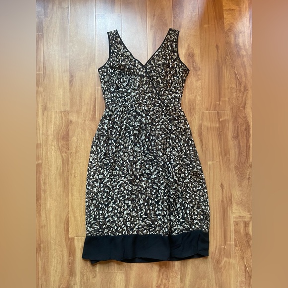 Vintage Abstract Pebble Print 'Talbots' Pure Silk Sleeveless Dress - Picture 7 of 12